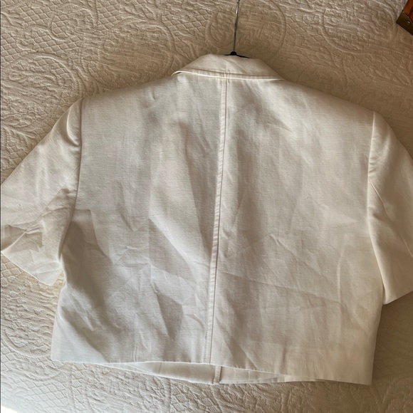 Zara cropped short sleeve 1-button lined ivory Blazer-Small-excellent - Picture 5 of 6